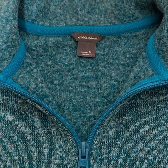 Eddie Bauer Heathered Full Zip Fleece Jacket in Teal NWOT - Picture 3 of 7